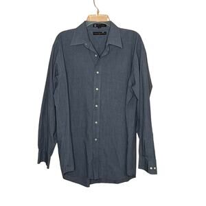 tommy hilfiger men button up shirt tlc the lifetime collar gray sz L 16 34-35